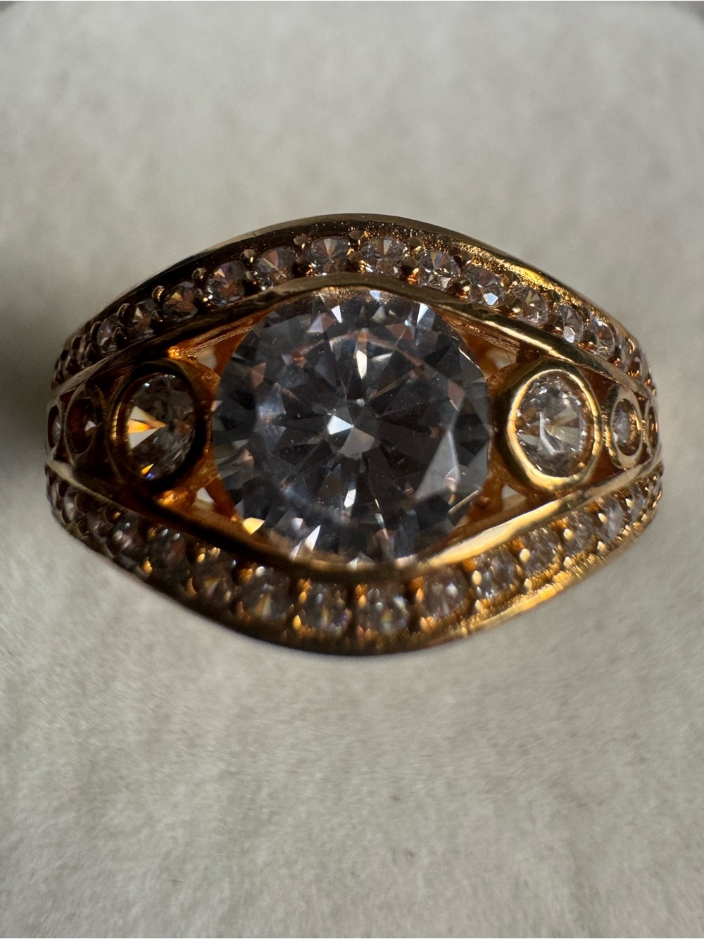 PAJ Vintage 1970's 925 stamped Gold Vermeil Done Statement Ring Size 8